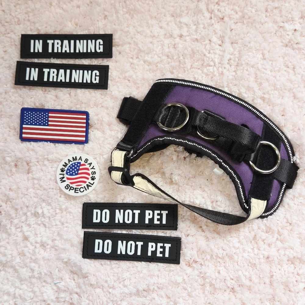 Purple Dog Training Harness with Patches xs NWT k9